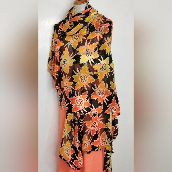 LARGE CHIFFON FAUX JACQUARD WRAP - Picture 7 of 7